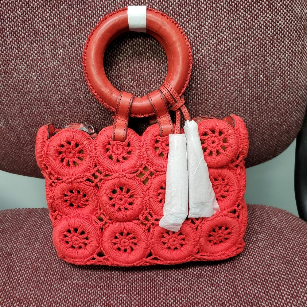 Patricia Nash Vobbia Crochet Tote in Papaya NWT